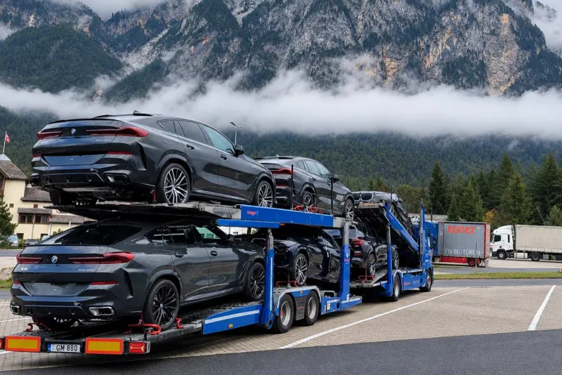 Autovežis su BMW automobiliais Alpėse